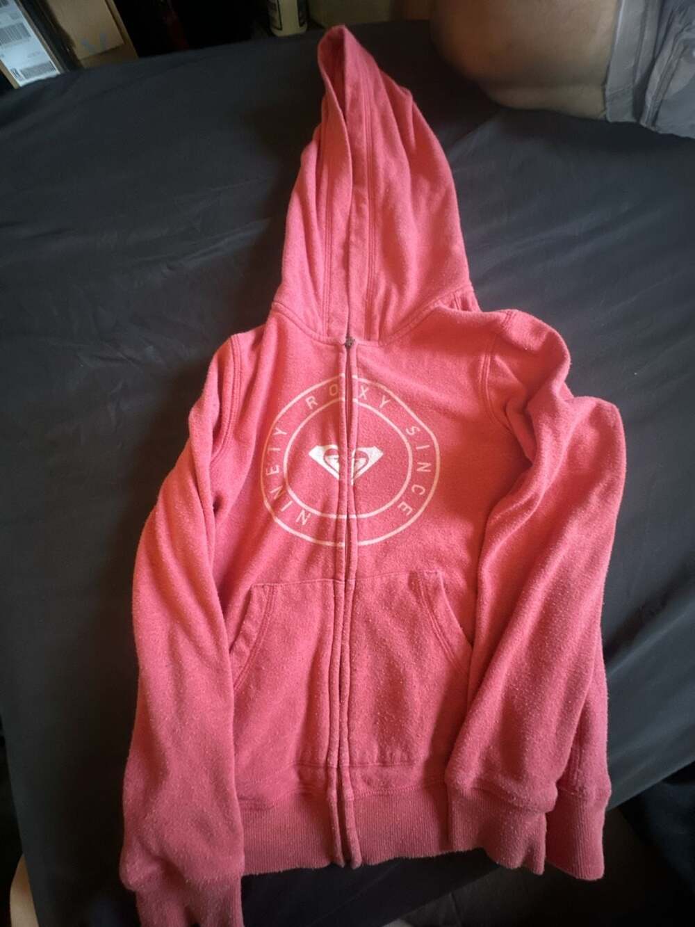 Roxy Pink Full Zip Up Logo Hoodie